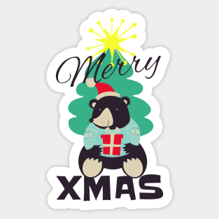 Merry Xmas Bear Sticker